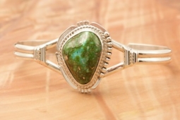 Navajo Jewelry Genuine Sonoran Turquoise Sterling Silver Bracelet